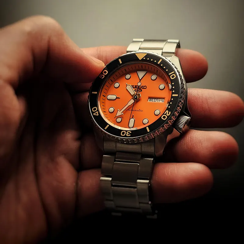 Seiko 5 Sports Analogue Automatic Orange Dial Men's Watch- SRPD59K1